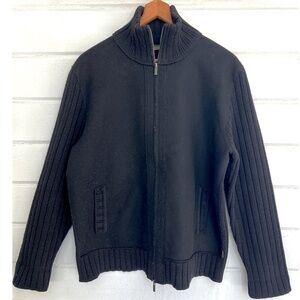 KENZO HOMME 100% Wool Full Zip sweater Jacket Cardigan in Black - L/XL